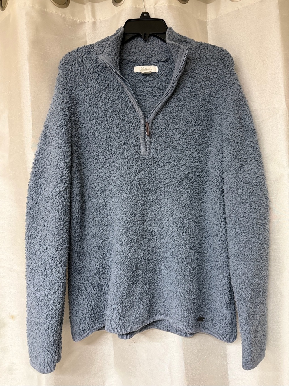 Natural Reflections Womens Slate Blue Sherpa Half-Zip Pullover